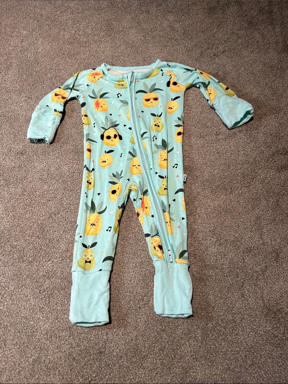 Little Sleepies Mint Pineapple Print Footed One-Piece